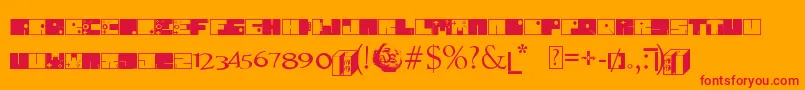 To64-Schriftart – Rote Schriften auf orangefarbenem Hintergrund