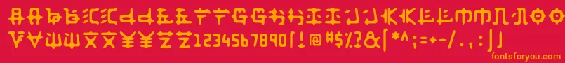 フォントFusakastd – 赤い背景にオレンジの文字
