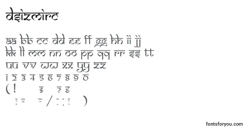 Czcionka Dsizmirc – alfabet, cyfry, specjalne znaki