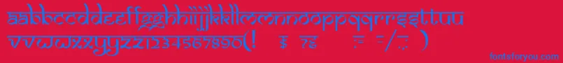 フォントDsizmirc – 赤い背景に青い文字