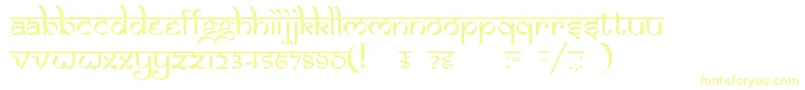 フォントDsizmirc – 白い背景に黄色の文字