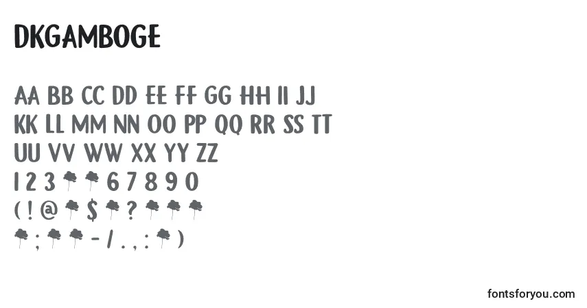 A fonte DkGamboge – alfabeto, números, caracteres especiais