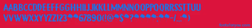 フォントDkGamboge – 赤い背景に青い文字
