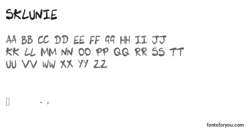 Czcionka SkLunie – alfabet, cyfry, specjalne znaki