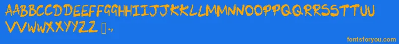 SkLunie Font – Orange Fonts on Blue Background