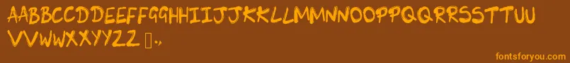 SkLunie-Schriftart – Orangefarbene Schriften auf braunem Hintergrund