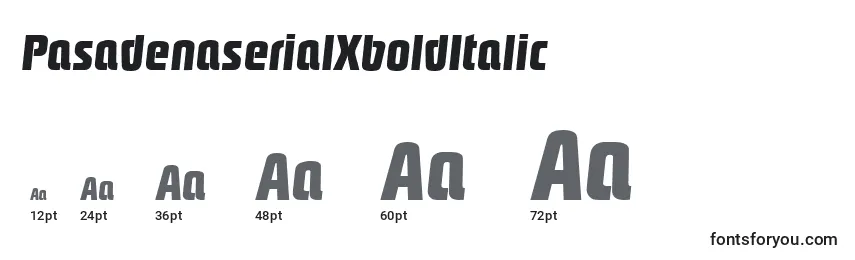 Размеры шрифта PasadenaserialXboldItalic