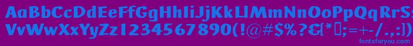 AdHocBis-Schriftart – Blaue Schriften auf violettem Hintergrund