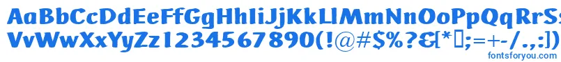 AdHocBis-Schriftart – Blaue Schriften auf weißem Hintergrund