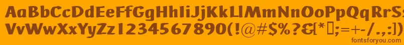 AdHocBis-Schriftart – Braune Schriften auf orangefarbenem Hintergrund