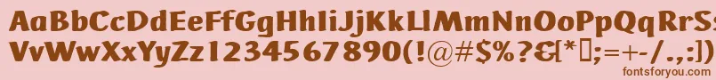 AdHocBis-Schriftart – Braune Schriften auf rosa Hintergrund