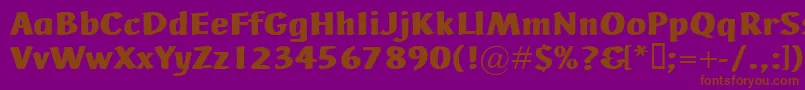 AdHocBis-Schriftart – Braune Schriften auf violettem Hintergrund