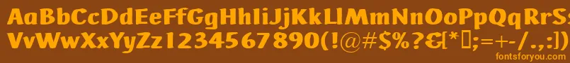AdHocBis-Schriftart – Orangefarbene Schriften auf braunem Hintergrund