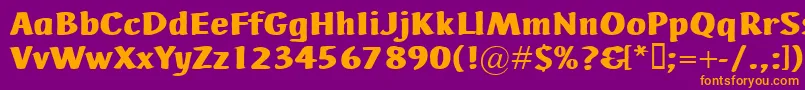 AdHocBis-Schriftart – Orangefarbene Schriften auf violettem Hintergrund