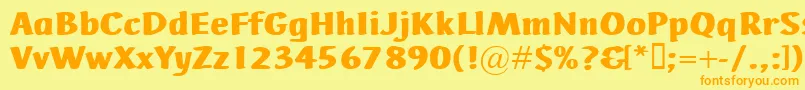 AdHocBis-Schriftart – Orangefarbene Schriften auf gelbem Hintergrund