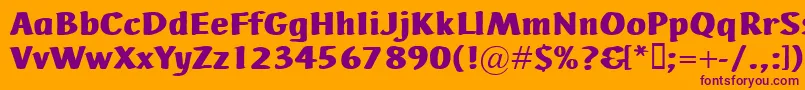 AdHocBis-Schriftart – Violette Schriften auf orangefarbenem Hintergrund