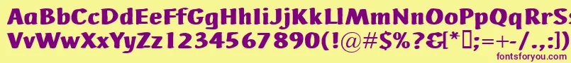 AdHocBis-Schriftart – Violette Schriften auf gelbem Hintergrund