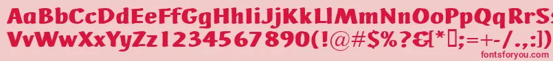 AdHocBis-Schriftart – Rote Schriften auf rosa Hintergrund