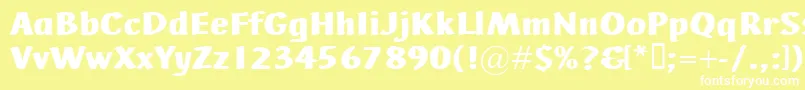 AdHocBis-Schriftart – Weiße Schriften auf gelbem Hintergrund