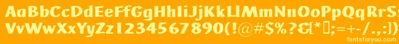 AdHocBis-Schriftart – Gelbe Schriften auf orangefarbenem Hintergrund