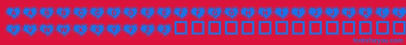 KrValentineHeart Font – Blue Fonts on Red Background