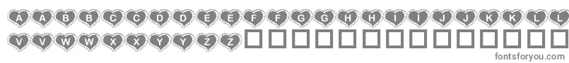 KrValentineHeart-fontti – harmaat kirjasimet valkoisella taustalla