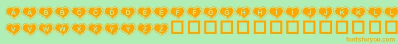 KrValentineHeart-Schriftart – Orangefarbene Schriften auf grünem Hintergrund