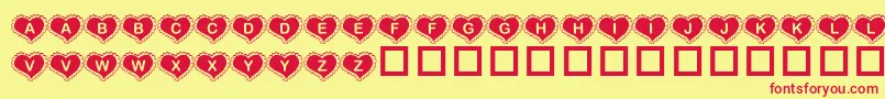 KrValentineHeart Font – Red Fonts on Yellow Background