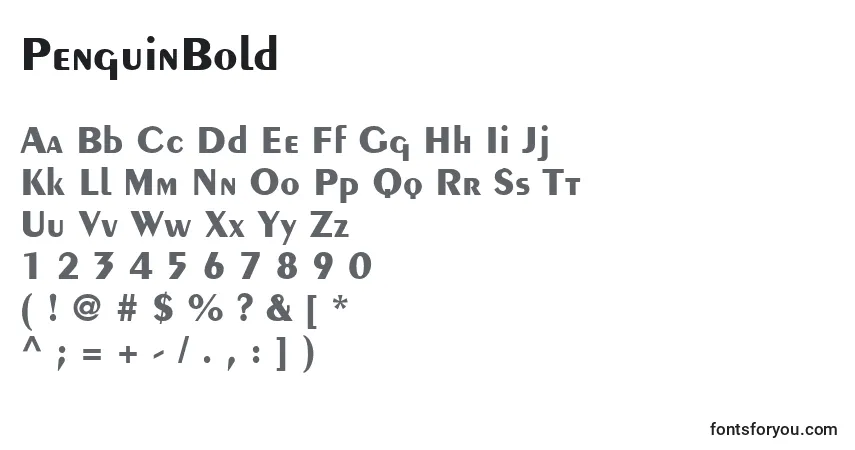 A fonte PenguinBold – alfabeto, números, caracteres especiais