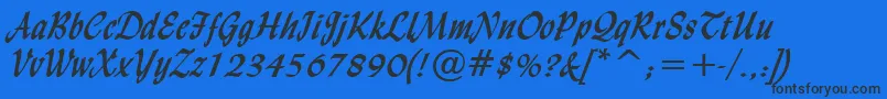 Шрифт LyndaCursiveBold – чёрные шрифты на синем фоне