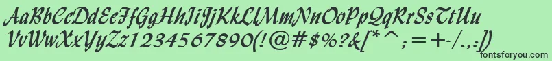 LyndaCursiveBold-fontti – mustat fontit vihreällä taustalla