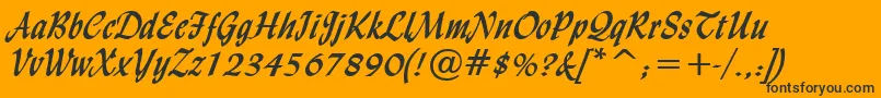 LyndaCursiveBold-Schriftart – Schwarze Schriften auf orangefarbenem Hintergrund