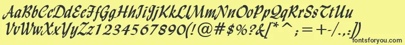 LyndaCursiveBold-fontti – mustat fontit keltaisella taustalla