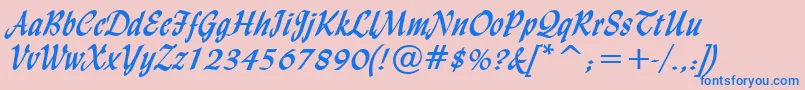 LyndaCursiveBold-fontti – siniset fontit vaaleanpunaisella taustalla