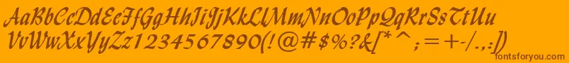 LyndaCursiveBold Font – Brown Fonts on Orange Background