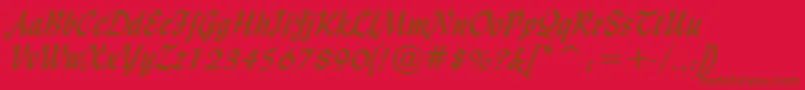LyndaCursiveBold-fontti – ruskeat fontit punaisella taustalla