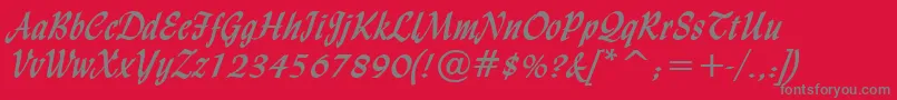 Fonte LyndaCursiveBold – fontes cinzas em um fundo vermelho