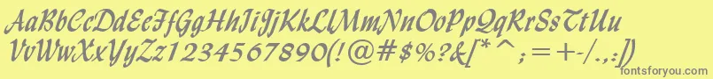フォントLyndaCursiveBold – 黄色の背景に灰色の文字