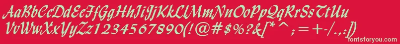 LyndaCursiveBold Font – Green Fonts on Red Background