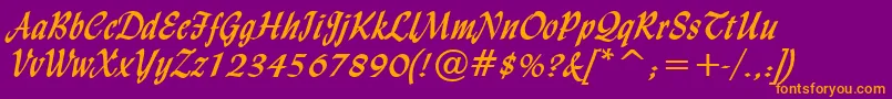 LyndaCursiveBold Font – Orange Fonts on Purple Background