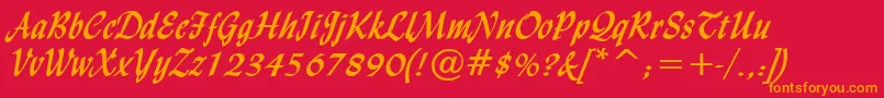 LyndaCursiveBold Font – Orange Fonts on Red Background