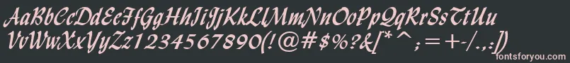 LyndaCursiveBold-fontti – vaaleanpunaiset fontit mustalla taustalla