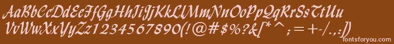 LyndaCursiveBold-Schriftart – Rosa Schriften auf braunem Hintergrund