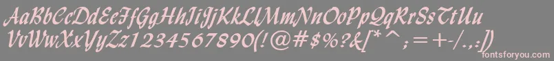 LyndaCursiveBold-fontti – vaaleanpunaiset fontit harmaalla taustalla