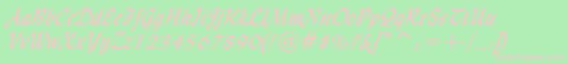 Шрифт LyndaCursiveBold – розовые шрифты на зелёном фоне
