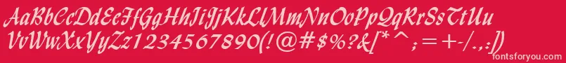 LyndaCursiveBold-Schriftart – Rosa Schriften auf rotem Hintergrund
