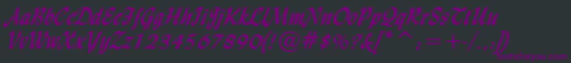 LyndaCursiveBold-fontti – violetit fontit mustalla taustalla