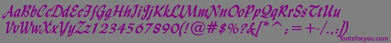 LyndaCursiveBold-fontti – violetit fontit harmaalla taustalla