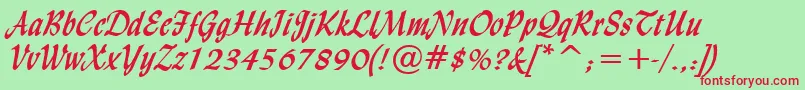 Шрифт LyndaCursiveBold – красные шрифты на зелёном фоне