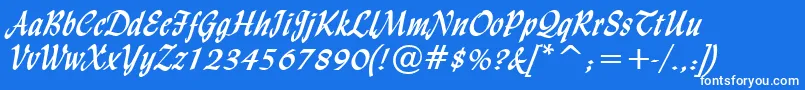 フォントLyndaCursiveBold – 青い背景に白い文字
